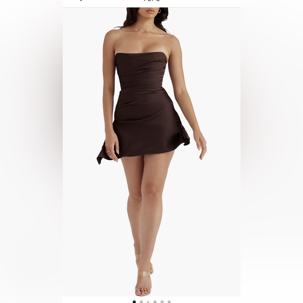 House of CB Strapless Chocolate Brown Mini Dress